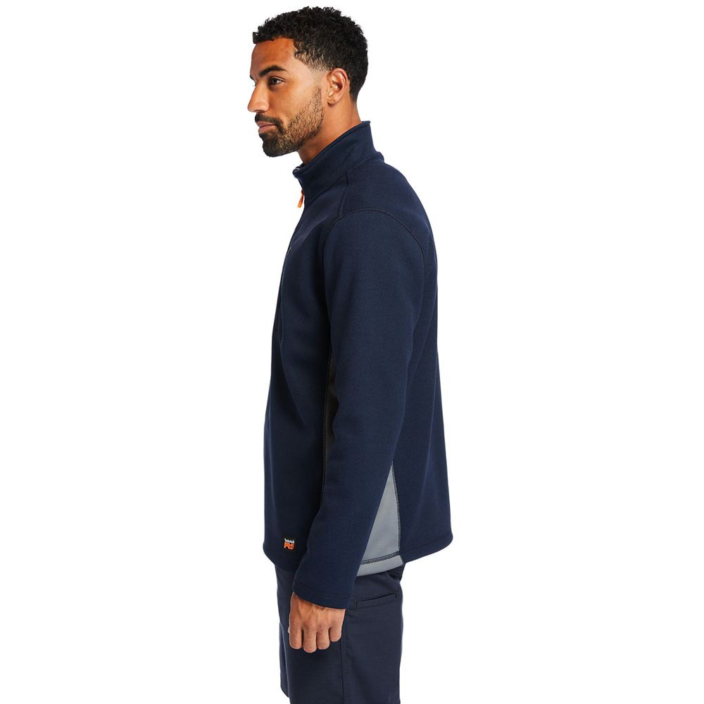 Timberland Mens Sweatshirts PRO® Studwall Quarter-Zip Textured Fleece - Navy - India SR6427938